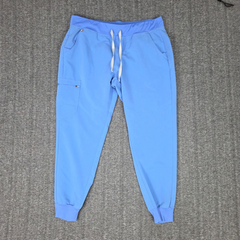 FIGS Zamora Jogger Scrub Pants Women XL Light Blue High Waist Medical Uniform